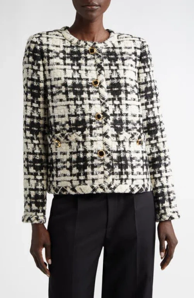 St John St. John Collection Metallic Wool Blend Tweed Jacket In Multi