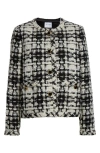 St John St. John Collection Metallic Wool Blend Tweed Jacket In Black/ecru Multi