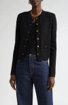 St John St. John Collection Microsequin Cotton Blend Cardigan In Black