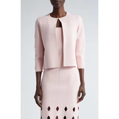 St John St. John Collection Milano Knit Cutout Sleeve Cardigan In Pale Pink