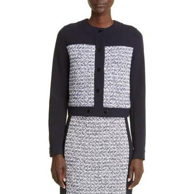 St John St. John Collection Mixed Media Crop Jacket In Black