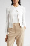 St John St. John Collection Mixed Stitch Fine Gauge Cardigan In White