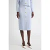 St John St. John Collection Mixed Stitch Flatback Rib Skirt In Blue