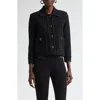St John Multiscale Textured Stretch Knit Collared Jacket In Black
