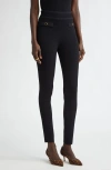 St John St. John Collection Mixed Texture Knit Skinny Pants In Black
