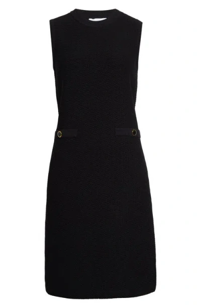 St John St. John Collection Mixed Texture Sleeveless Knit Shift Dress In Black