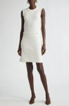 St John St. John Collection Mixed Texture Sleeveless Knit Shift Dress In Pearl