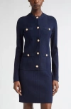 St John St. John Collection Moving Ribs Pointelle Knit Jacket In Blue