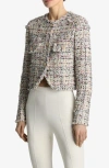 St John Multicolor Eyelash Tweed Jacket In Ecru Multi