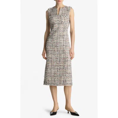 St John St. John Collection Multicolor Eyelash Tweed Midi Dress In Ecru Multi