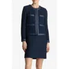 St John St. John Collection Openwork Pocket Metallic Tweed Jacket In Royal Blue/ Lurex Multi