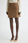 St John St. John Collection Paillette Embroidered Velvet Miniskirt In Cafe Au Lait