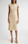St John St. John Collection Phoebe Chain Embellished Tweed Sheath Dress In Neutral