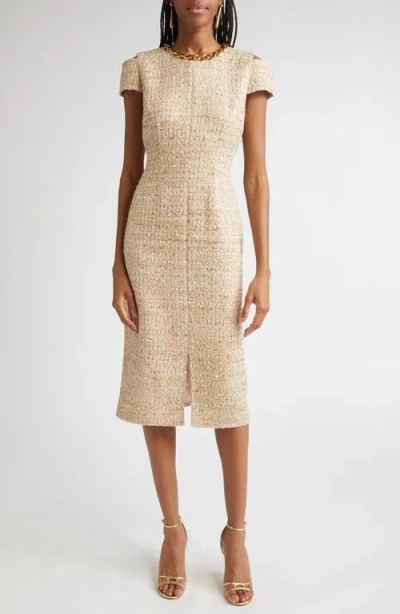 St John St. John Collection Phoebe Chain Embellished Tweed Sheath Dress In Neutral