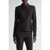 St John St. John Collection Pinstripe Jersey Peplum Jacket In Mocha