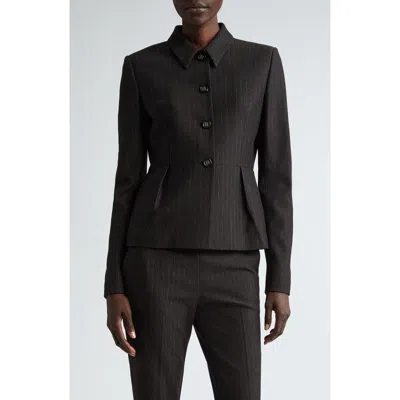 St John St. John Collection Pinstripe Jersey Peplum Jacket In Mocha