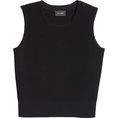 St John St. John Collection Piqué Knit Shell In Black