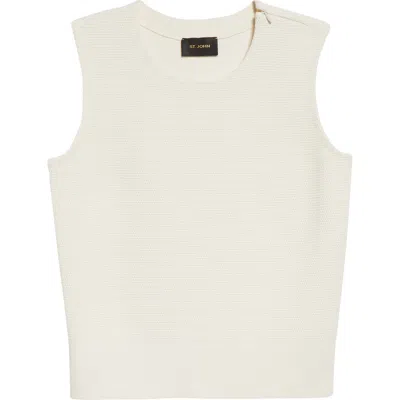 St John St. John Collection Piqué Knit Shell In Ecru