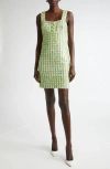 St John St. John Collection Plaid Eyelash Tweed Sheath Minidress