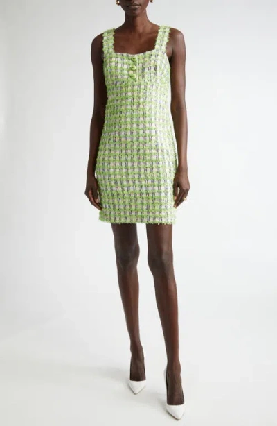 ST JOHN ST. JOHN COLLECTION PLAID EYELASH TWEED SHEATH MINIDRESS
