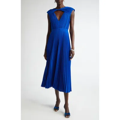 ST JOHN ST. JOHN COLLECTION PLEATED SLEEVELESS CREPE DRESS