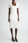 St John St. John Collection Rib Short Sleeve Sweater Dress In Optic White
