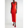St John St. John Collection Scoop Neck Fine Rib Tank Dress In Geranium