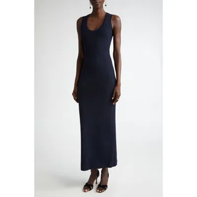 St John St. John Collection Scoop Neck Fine Rib Tank Dress In Midnight