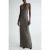 St John St. John Collection Sequin Embellished Shimmer Tweed Column Gown In Gray