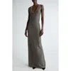 St John St. John Collection Sequin Embellished Shimmer Tweed Column Gown In Carbon/gold Multi