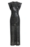 St John St. John Collection Sequin Embroidered Drape Back Gown In Black