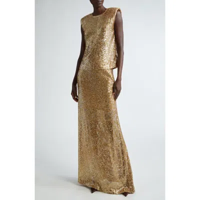 St John St. John Collection Sequin Embroidered Knit Skirt In Gold