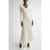 St John St. John Collection Sequin Embroidered Long Sleeve Knit Dress In White