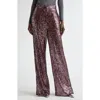 St John St. John Collection Sequin Embroidered Wide Leg Pants In Oxblood