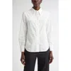 St John St. John Collection Sequin Floral Embroidered Button-up Shirt In White