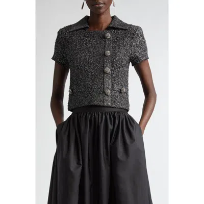 ST JOHN ST. JOHN COLLECTION SEQUIN METALLIC STRETCH KNIT TOP