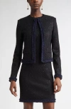 St John St. John Collection Sequin Tweed Knit Jacket In Black