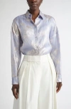 St John St. John Collection Sharon Floral Jacquard Button-up Shirt