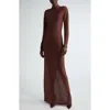 St John Sequined Sheer Fishnet Knit Column Gown In Sequoia Multi