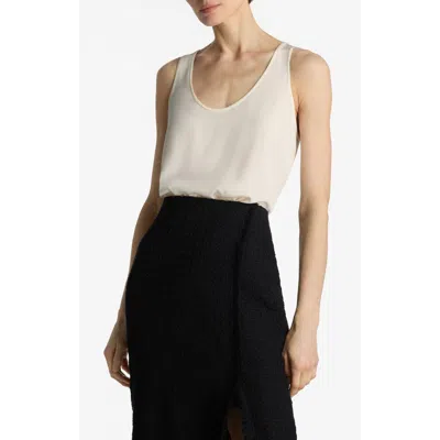 St John St. John Collection Silk Crêpe De Chine Tank In Ecru