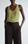 St John St. John Collection Silk Crêpe De Chine Tank In Moss