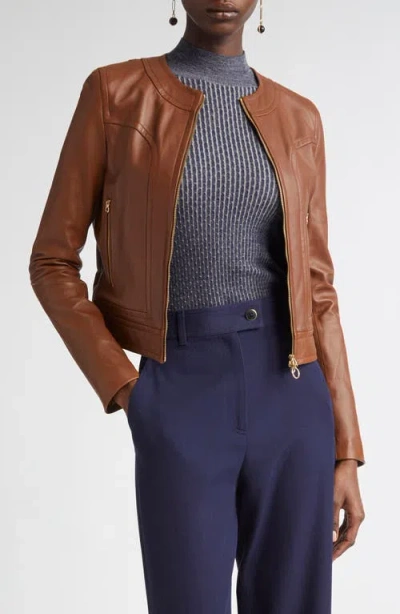St John St. John Collection Soft Leather Jacket In Brown