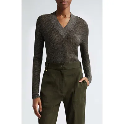 St John St. John Collection Sparkle Honeycomb Knit Sweater In Green