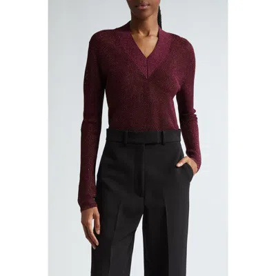 St John St. John Collection Sparkle Honeycomb Knit Sweater In Garnet