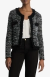 St John Sparkly Eyelash Tweed Jacket In Black/white Multi