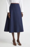 St John St. John Collection Stretch Gabardine A-line Midi Skirt In Blue