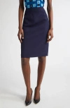 St John St. John Collection Stretch Twill Pencil Skirt In Blue