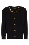 St John St. John Collection Studded Piqué Cardigan In Black