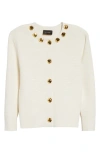 St John St. John Collection Studded Piqué Cardigan In Ecru