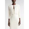 St John Embellished Milano Knit Topper In Ecru